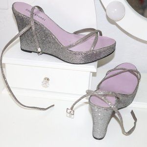 Sparkle Platform Ankle Buckle Shoes